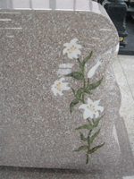 白い百合の花(拡大) 石のはめ込み加工サンプル